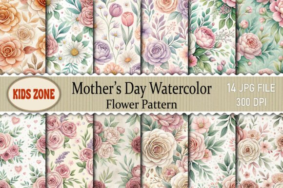 Download Mother’s Day Watercolor Flower Pattern - Flow Collection