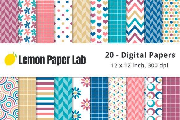 Download Sunset Geometric Digital Paper - Premium Bundle