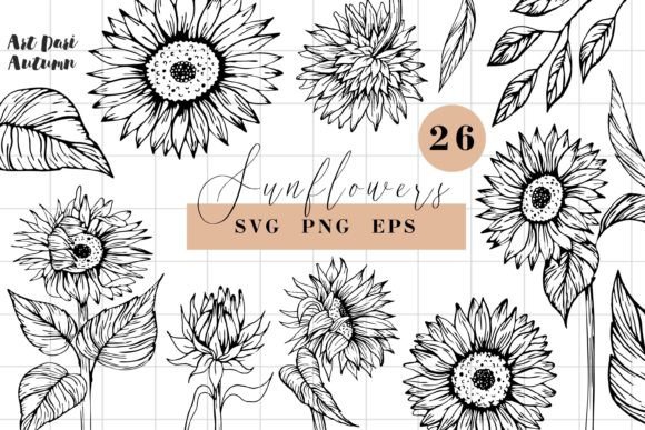 Download Sunflower SVG Line Art Illustrations - Flow Collection