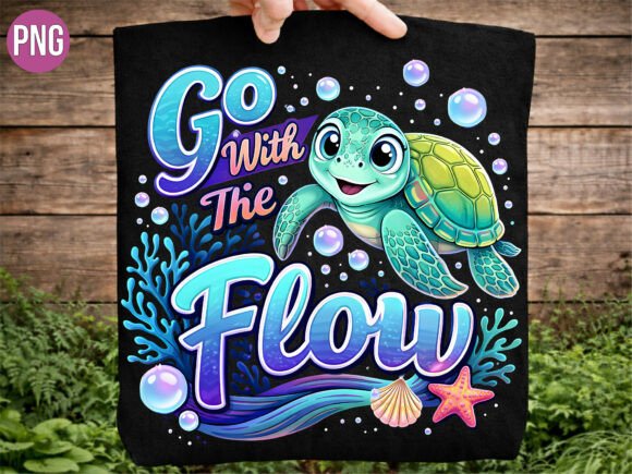 Download Go with the Flow Cute Turtle T-shirt PNG - Flow Collection