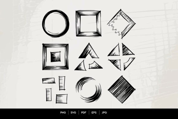 Download Hand Drawn Geometric Shape Frame Set - Geometric Collection