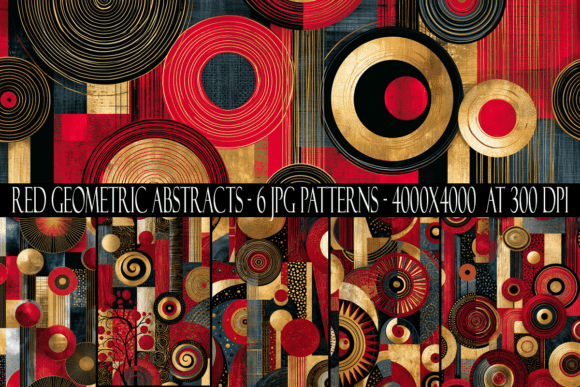 Download Red and Gold Geometric Abstract Patterns - Premium Resources