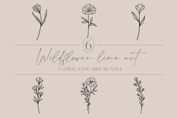 Download Floral Line Art Bundle | Cute Wildflower - Flow Collection
