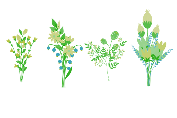 Download Set Art Flower Branch Design - Premium Resources