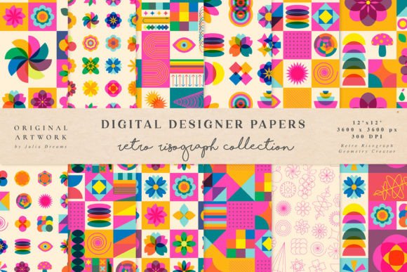 Download Retro Risograph Geometry Flower Pattern - Flow Collection