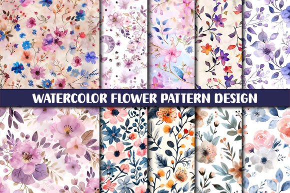Download Watercolor Flower Pattern Design - Flow Collection