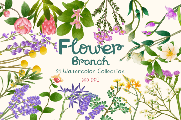 Download Flower Branch  Watercolor Collection - Premium Resources