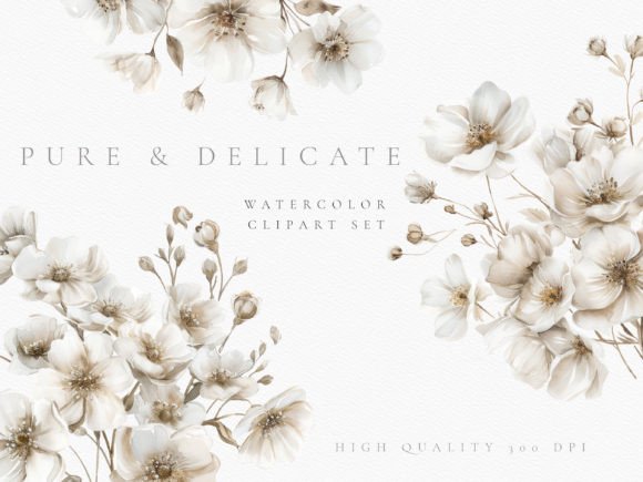 Download White Rustic Wedding Flower Clipart Set - Flow Collection