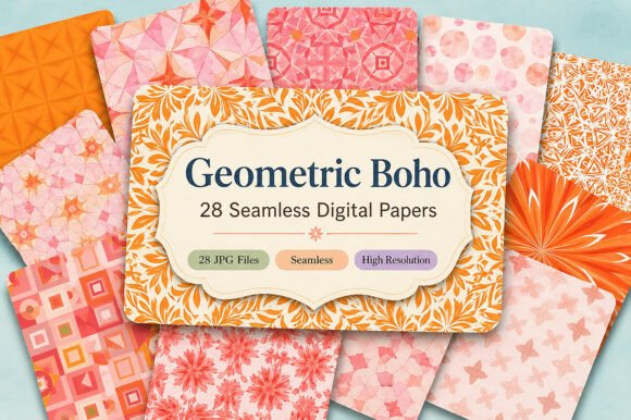Download Geometric Boho Digital Patterns - Premium Bundle