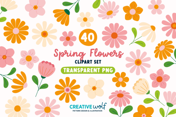 Download Whimsical Spring Flowers Clipart Set - Flow Collection
