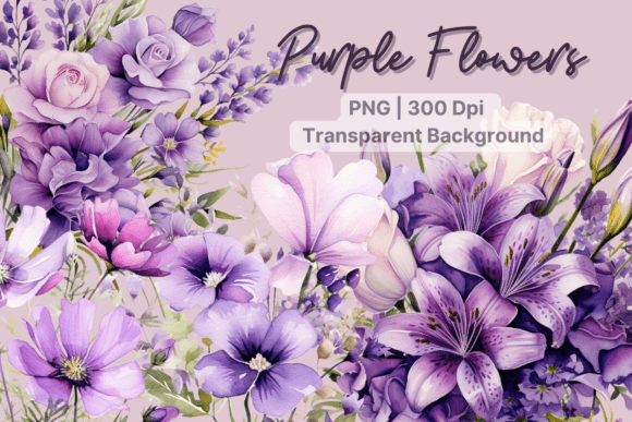 Download Purple Flowers Watercolor Flower Clipart - Flow Collection