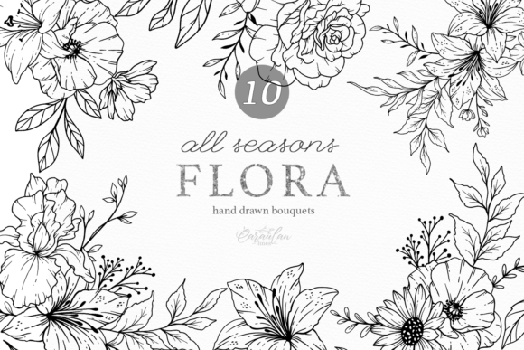 Download Floral Line Art, Fine Line Wildflowers - Flow Collection