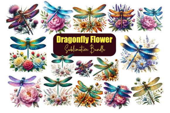 Download Dragonfly Flower Sublimation Bundle,PNGs - Flow Collection