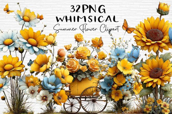 Download Whimsical Summer Flower Clipart PNG - Flow Collection