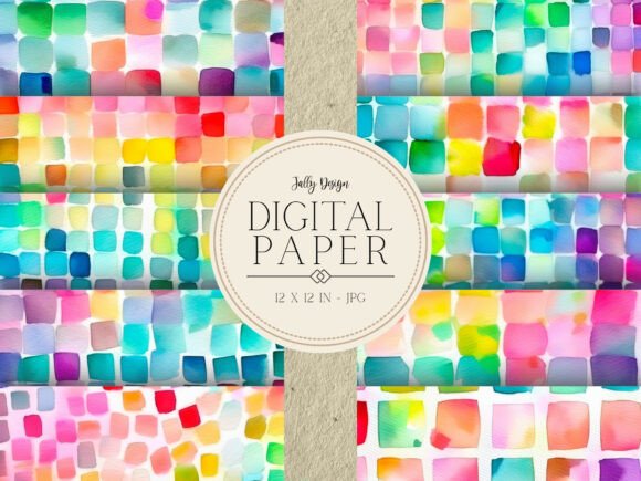 Download Rainbow Saques Watercolor Digital Paper - Watercolor digital paper Collection