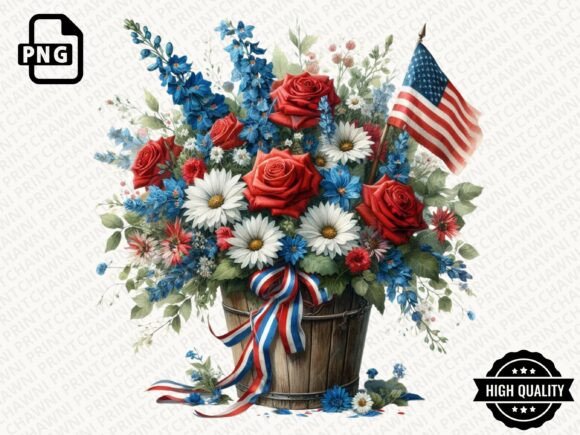 Download Patriotic Flowers American Flag Clipart - Flow Collection