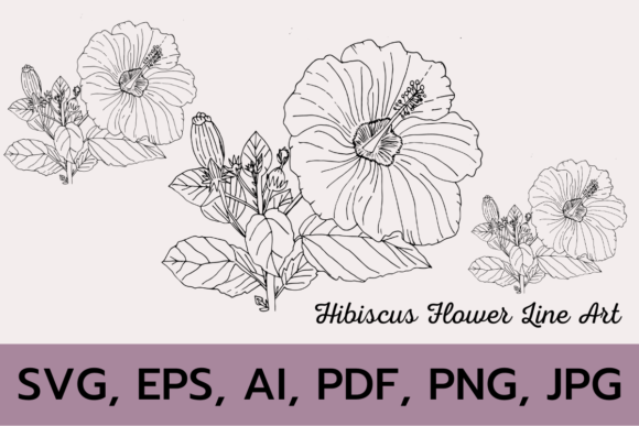Download HIBISCUS FLOWER BRANCH LINE ART SVG - Flow Collection