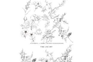 Download Hand Drawn Fine Line Wild Flowers Set - Flow Collection