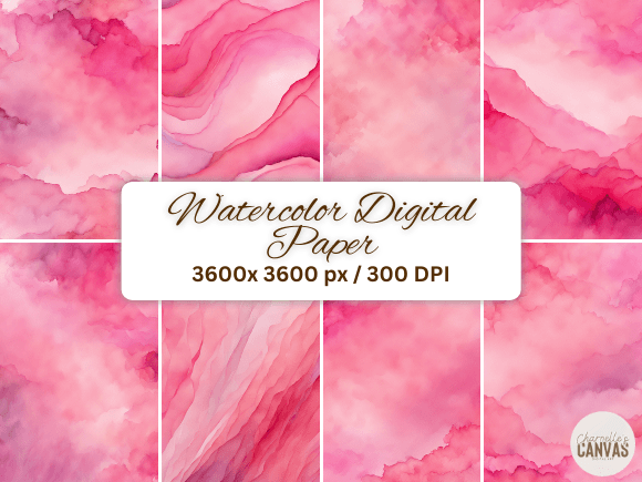 Download Pink Watercolor Digital Paper Set - Watercolor digital paper Collection