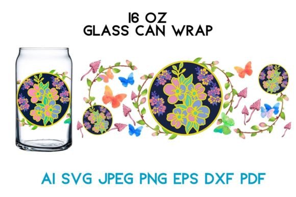 Download 16 Oz Glass Autumn Holiday Flowers SVG - Flow Collection
